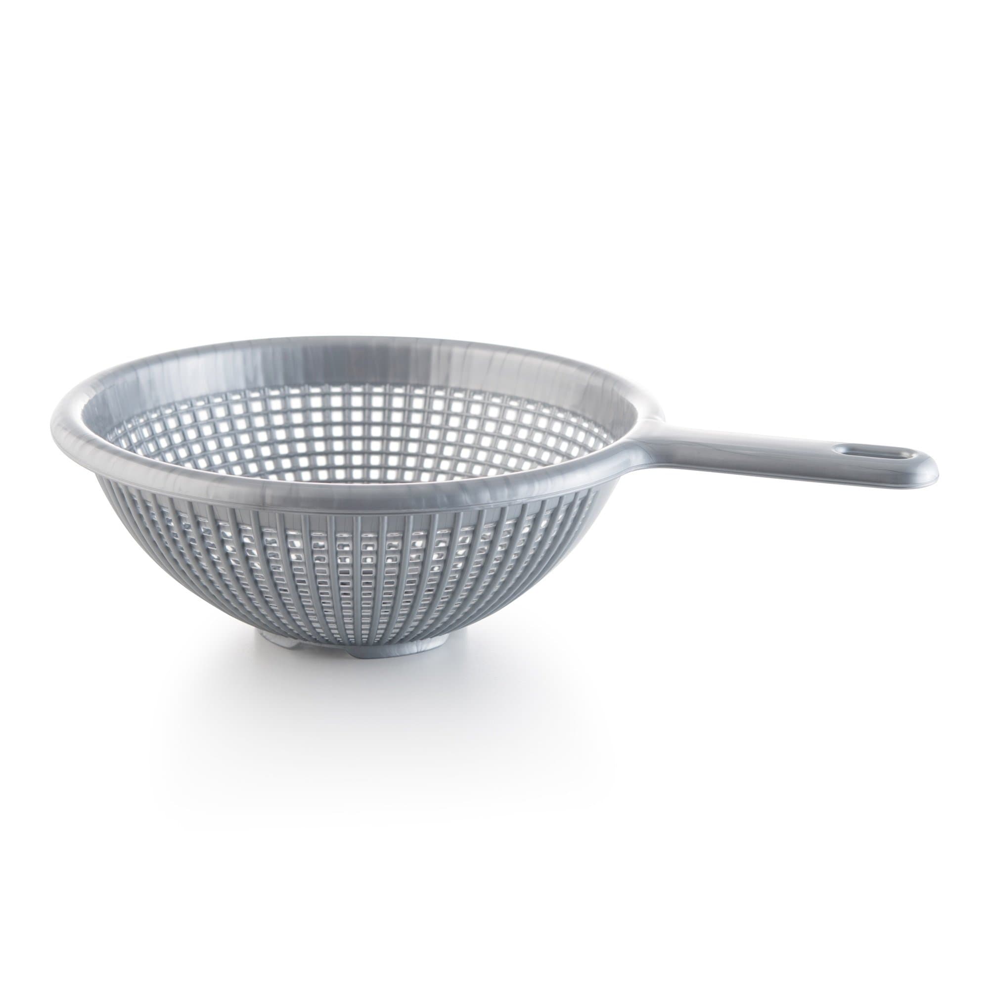 8.5 Inch Deep Plastic Strainer Colander with Long Handle – Made of Food Safe BPA-Free Plastic - Durable and Dishwasher Safe - Use for Pasta, Noodles, Spaghetti, Vegetables and More (1, Gray)