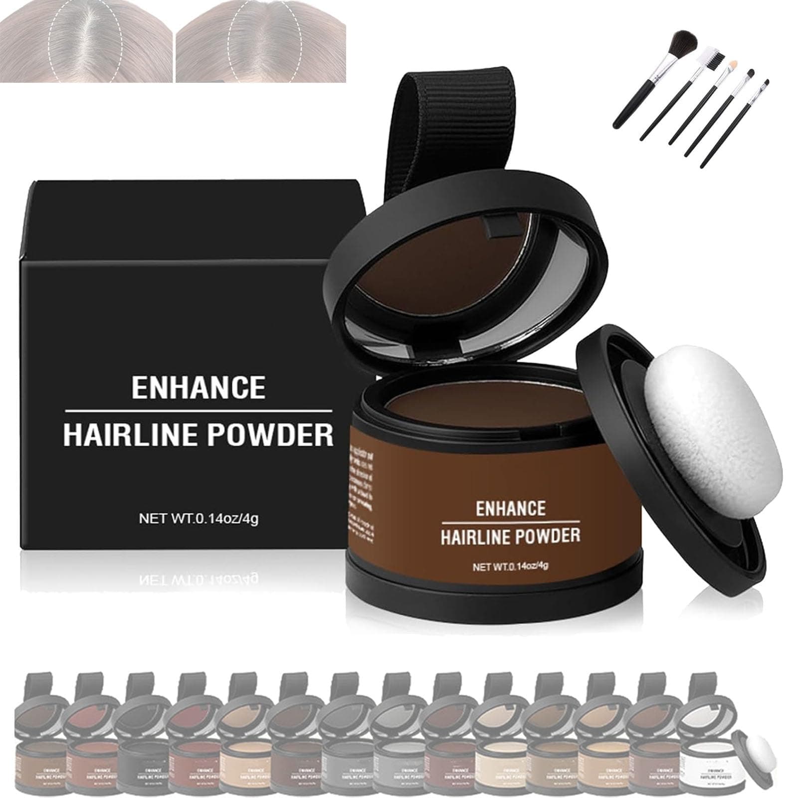 Waverloo Magic Root Cover Up,Waverly Magic Root Cover Up,Instantly Conceals Hair Loss,Maycheer Hair Rich Shading Powder,14 Colors Root Touch Up Powder with Mirror,Water Sweat Resistant (Ash Brown)