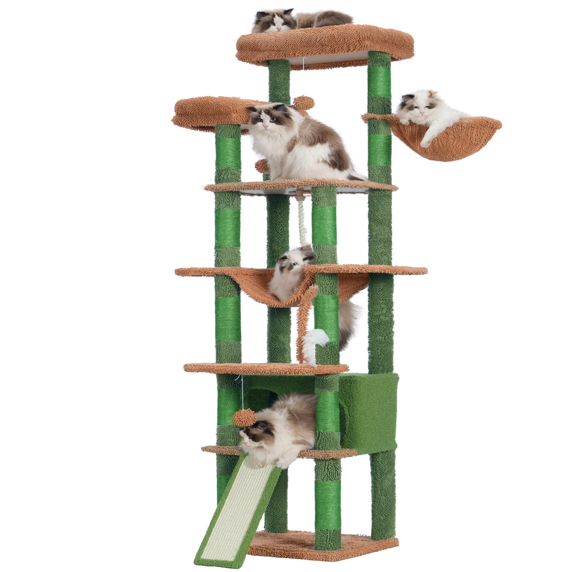 HeyblyTall Cat Tree,78 inch Multi-Level Cat Tower for Indoor Cats,2 Widened Plush Perches Cat Condo with Scratching Board and Big Caves HCT033CA