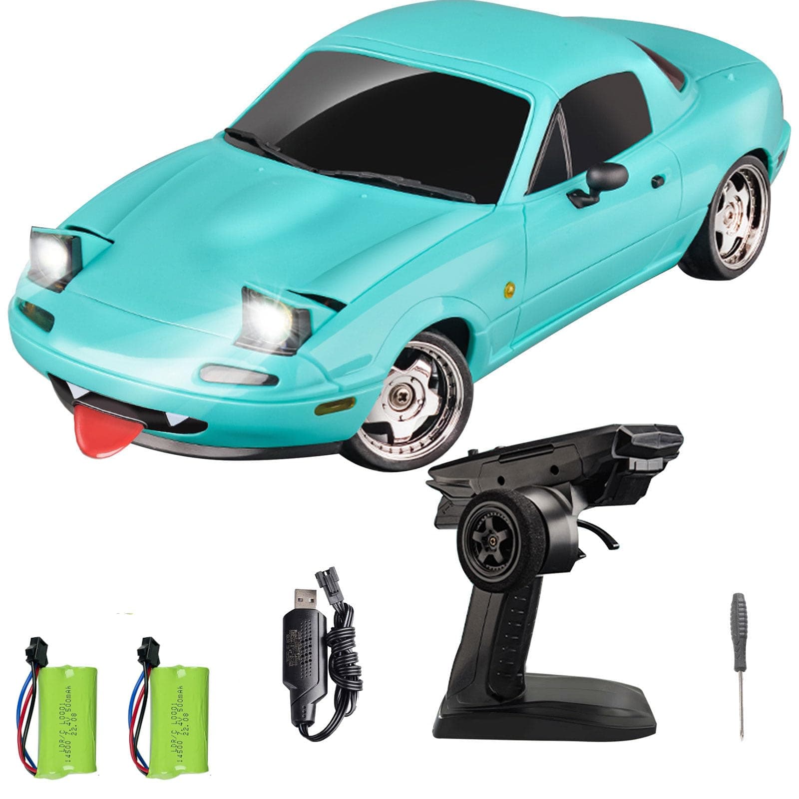 LD1804 RC Drift Car 1:18 Scale Mini MX-5 RWD 2.4GHz Miata RC Vehicles with Gyro and LED Lights for Adults Hobby Toys (Blue)