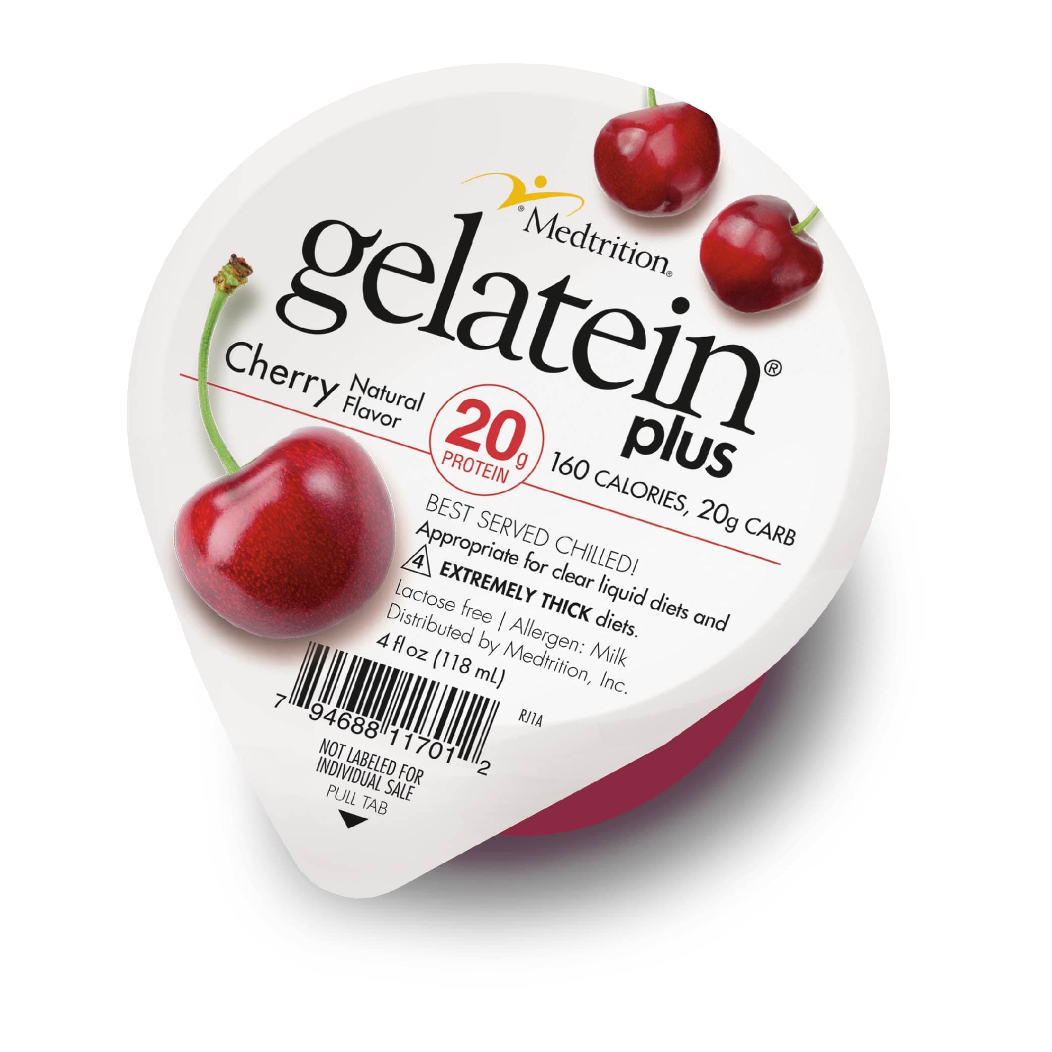 Gelatein Plus Cherry: 20 grams of protein. Ideal for clear liquid diets, swallowing difficulties, dialysis and oncology. Great pre or post-workout snack. (12 pack)