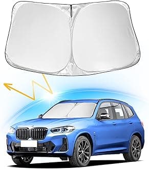 Windshield Sun Shade Compatible with BMW X3 X4 X5 X6 X7 5 6 7 8 Series, Foldable Front Windshield Sun Visor UV Ray Reflector Sunshade for BMW Keep Your Car Cooler