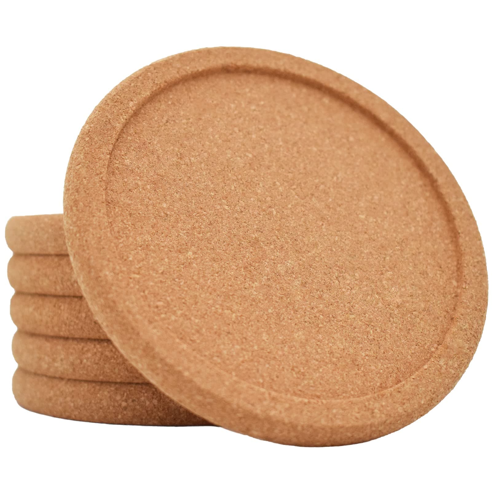 Cork Coasters for Drinks Absorbent - 6 Pcs 4 Inch with Lip Heat Resistant Reusable Drink Coaster Set Extra Thick Perfect Cups Mugs Glasses (6, 4X4)