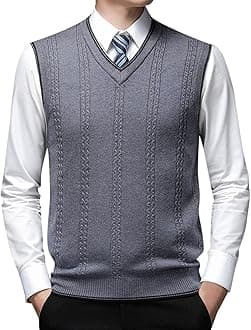 Men's Sweater Vest Sleeveless Jumper Casual Business Knitted Tank Tops V Neck Knitted Sweater Vest Twisted Knitted Pullover Regular Fit Winter