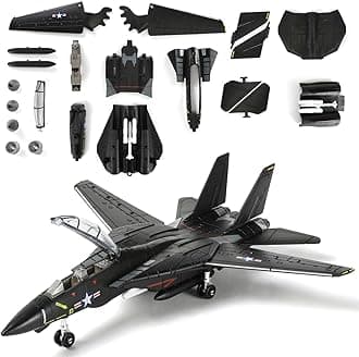 1:72 Scale F-14 Tomcat Fighter Jet Quick Build Model Kit (Black) Plastic Millitary F14 Airplane Assembly Aircraft Model with Stand Gift for Adults (36PCS)