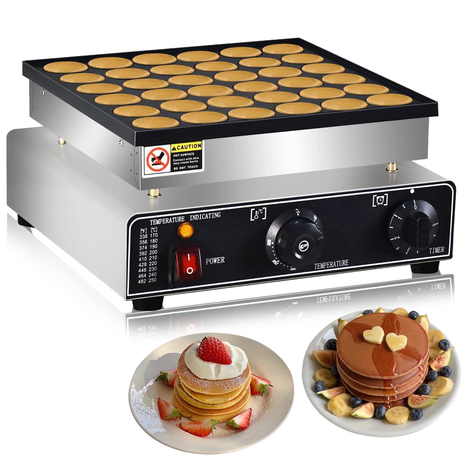 110V Commercial Mini Dutch Pancake Maker,36PCS Mini Pancake Maker Machine,Dutch Poffertjes Grill,Stainless Steel, Non stick,Breakfast，Snacks, Desserts, Restaurants, Cafes.