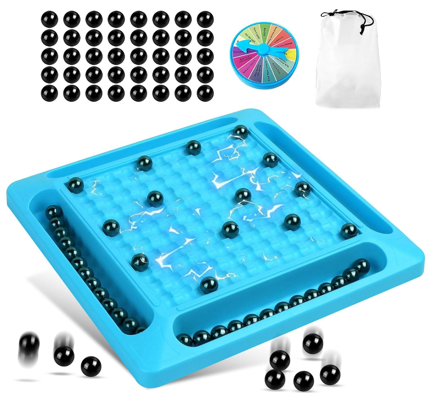 EOPTIFY Magnetic Chess Game Set with 32 Magnetic Stones - Multiplayer Strategy Portable Magnetic Chess Game with Punishment Wheel and Storage Bag for Kids, Adults and Travel. Magnet Chess Board Battle