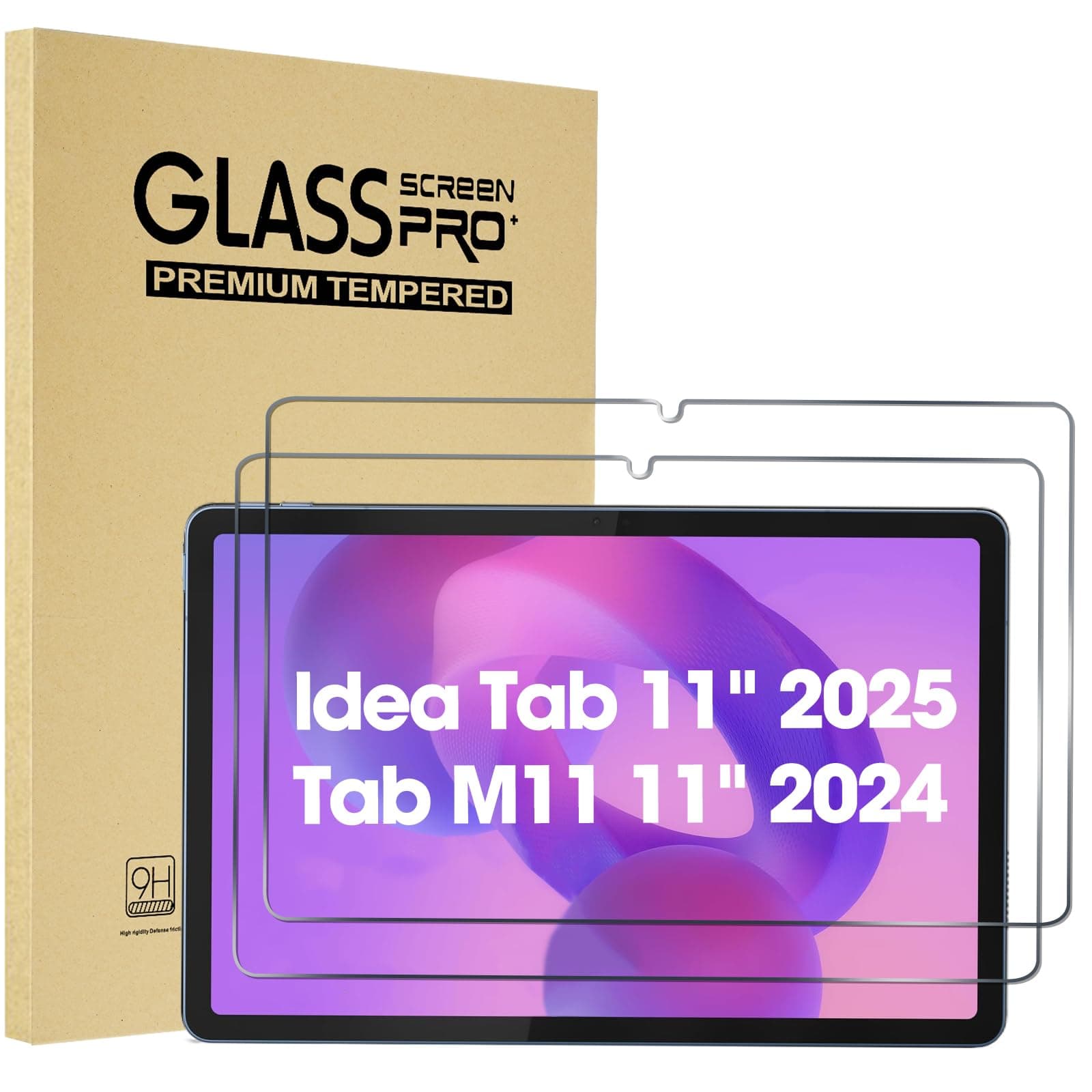 ProCase 2 Pack Screen Protector for Lenovo Tab M11/Tab K11 LTE 11" 2024/Idea Tab 11" 2025 TB330FU, Tempered Glass Film Guard for Lenovo 11" Tab M11/Tab K11 LTE 2024/Idea Tab 2025 Release