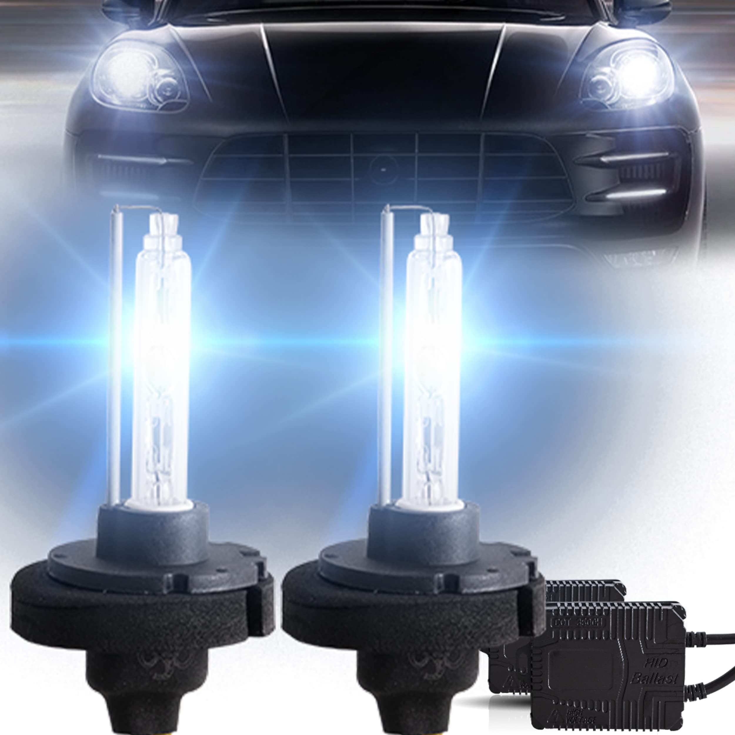 VLAND D2H HID Bulb Ballast Conversion Kit Headlight Bulbs, High/Low Beam, 12V 35W 6000K 3200LM Xenon White Headlights