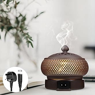 – Juud Ceramic Electric Incense Burner with Adjustable Timer & Temperature Control,Resin Coil Aroma Diffuser for IndoorHome Air Purification,Meditation,Yoga,Relaxation Elegant Hollow Design (Vermilion)