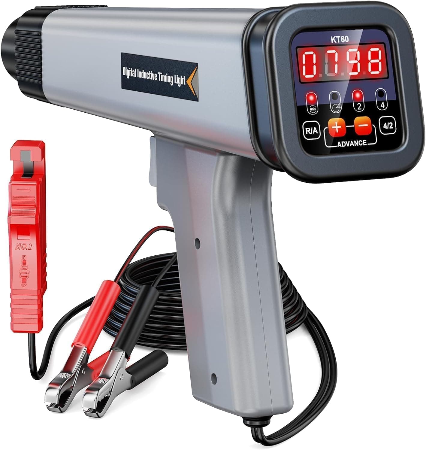 KZYEE KT60 Digital Timing Light – Adjustable Advance Timing Gun with LED RPM Display, Fits 12V 2/4-Stroke Petrol Engines: Cars, Motorcycles, Marine, Tractors