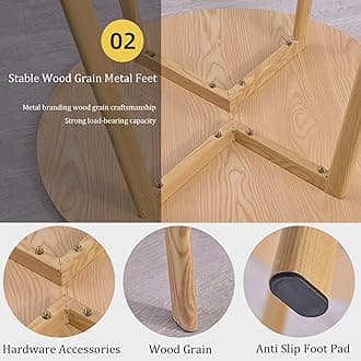 SUZEPER Round Kitchen Dining Table Set for 4, Space Saving Table and Chairs Set with Thick Tabletop 4 Upholstered Chairs, Dinning Room Modern Casual Coffee Table Set(D 31.5inch/80cm, PU Light Coffee)