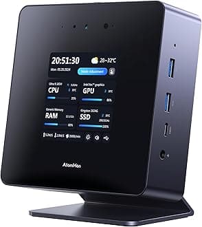 AtomMan X7 Ti Mini PC Intel Core Ultra 9 185H Processor,16 Cores/22 Threads,32GB DDR5 1TB SSD, 1080P Camera/RJ45 5Gbps × 2/Wi-Fi 7/Bluetooth 5.4/HDMI 2.1 FRL/DP 2.0/USB4 × 2,4 x USB A,OCulink 4X
