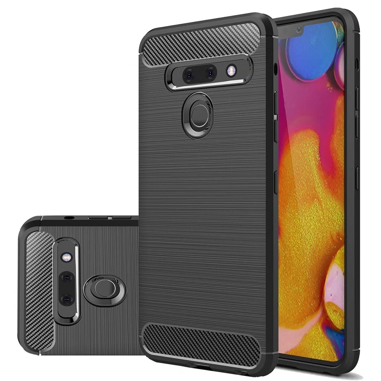 Case for LG G8 Case, LG G8 ThinQ Case, Slim Thin Carbon Fiber Phone Case TPU Soft Back Cases Anti-Scratch Shockproof Protective Cover for LG G8 ThinQ Black