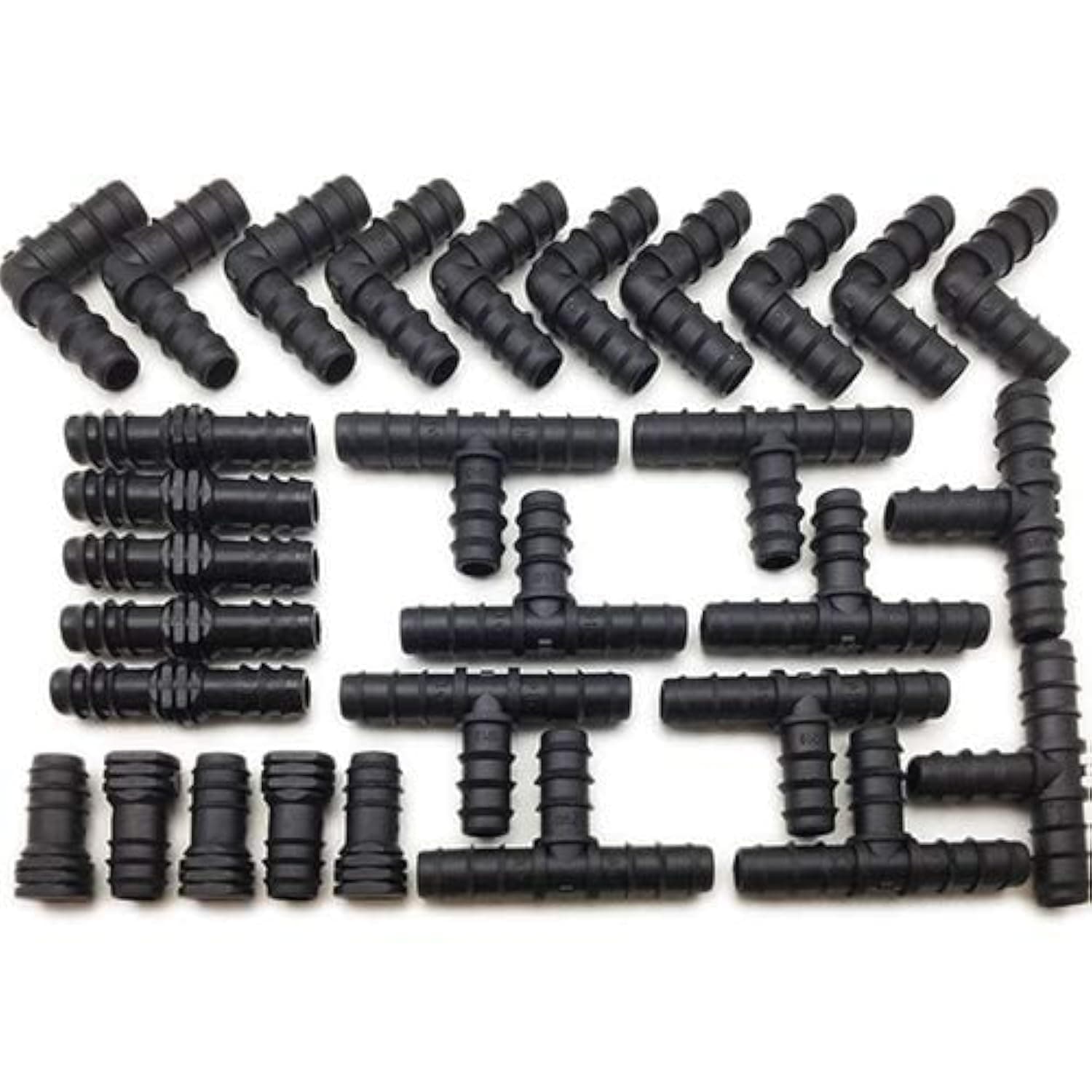 13mm (1/2) Pipe/Hose Irrigation Connector Pack - 30 Piece - Tee - Elbow - Joiner - End Plug - Triple Barbed Kit