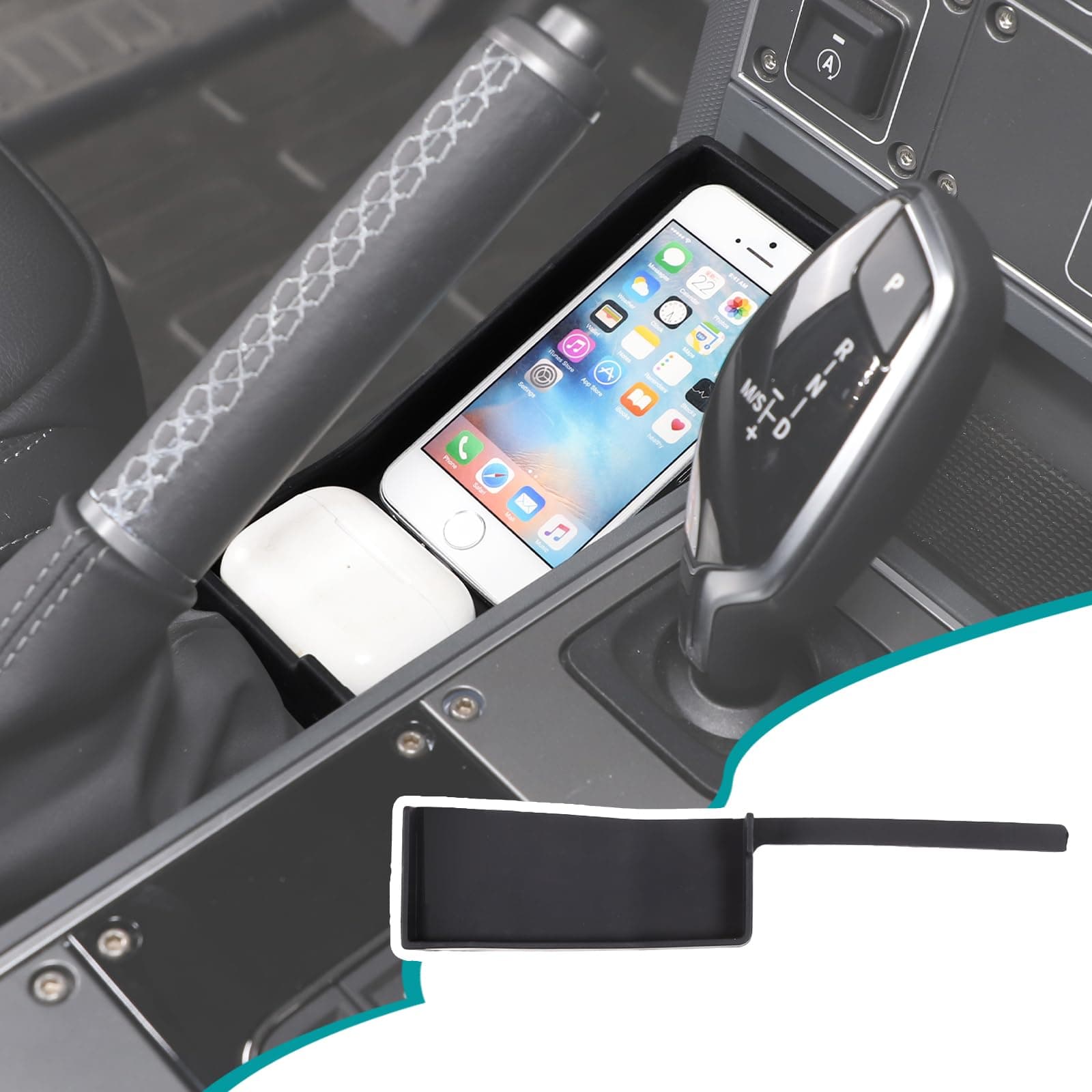 Auto Gear Shifter Console Side Storage Box Compatible with Ineos Grenadier 2020-2026 Car Handbrake Console Side Storage Box Interior Accessories (Black)