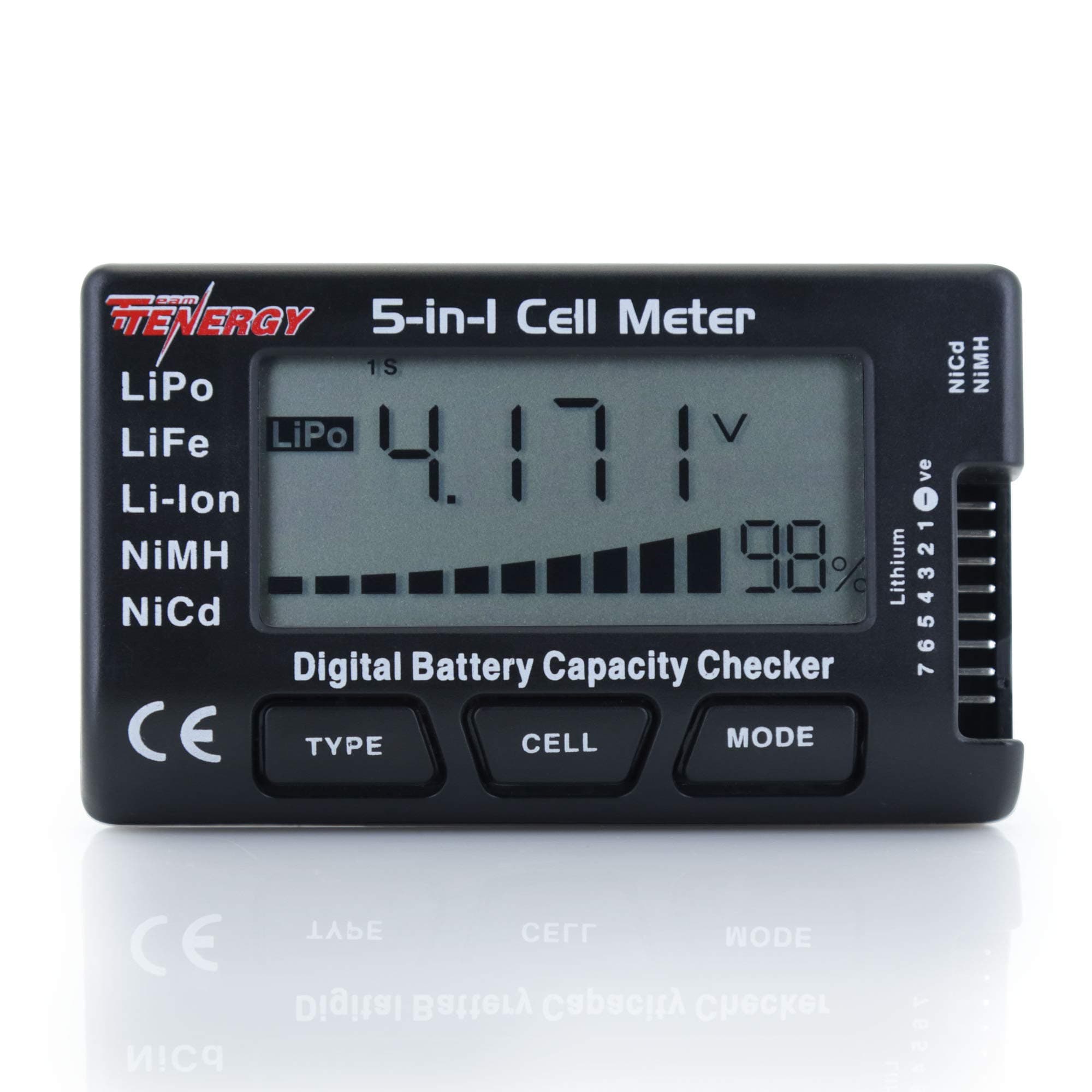 5-in-1 Battery Meter, Intelligent Cell Meter Digital Battery Checker/Balancer for LiPo / LiFePO4 / Li-ion/NiCd/NiMH Battery Packs