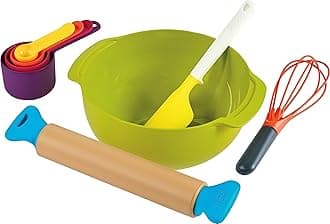 Casdon Joseph Joseph Bake Toy Kitchen Baking Set for Children from 3 Years with Movable Rolling Pin for Imaginative Play! White/Opulent Garden