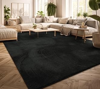 TT Home Large Rug Short Pile Monochrome Modern Design Washable, colour: Black, Size:200x280 cm