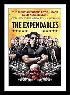Tallenge - The Expendables - Sylvester Stallone - Hollywood Action Movie Posters - Small Framed Poster(Paper,12x17 inches, Multicolour)
