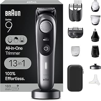 Braun All-In-One Style Kit Series 9 9440, 13-In-1 Trimmer For Men With Beard Trimmer, Battery Powered Body Trimmer For Manscaping, Hair Clippers & More, Braun's Sharpest Blade, 40 Length Settings,
