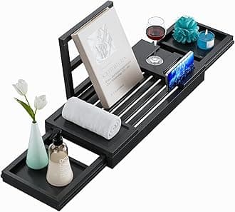 Yirilan Bathtub Tray, Bath tub Tray Table, Bath Caddy-Black