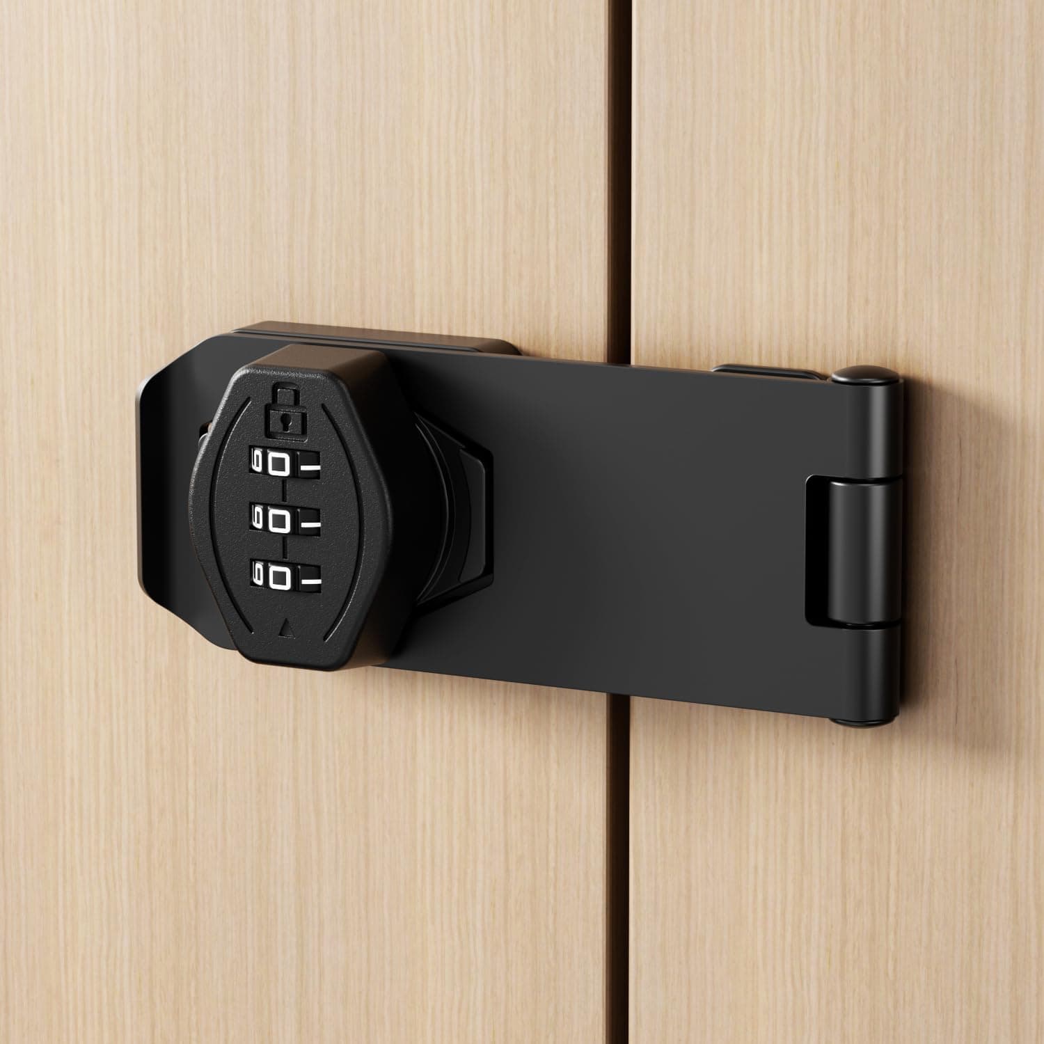 ETEKJOY Cabinet Lock Keyless 3-Digit Password Combination Code Hasp Latch Lock Twist Knob Wooden Drawer Cupboard (Black, 4 inch)