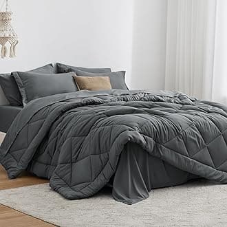 Love's cabin Twin XL Comforter Set Dark Grey, 5 Pieces Twin XL Bed in a Bag, All Season Twin XL Bedding Sets with 1 Comforter, 1 Flat Sheet, 1 Fitted Sheet, 1 Pillowcase and 1 Pillow Sham