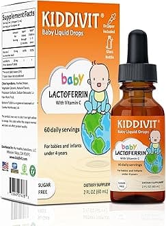 Baby Lactoferrin Liquid Drops – Gentle Immune Support Supplement – 100mg Formula with Prebiotic Inulin – 60 Daily Servings – Sugar Free, Gluten Free, Vegetarian, 2oz