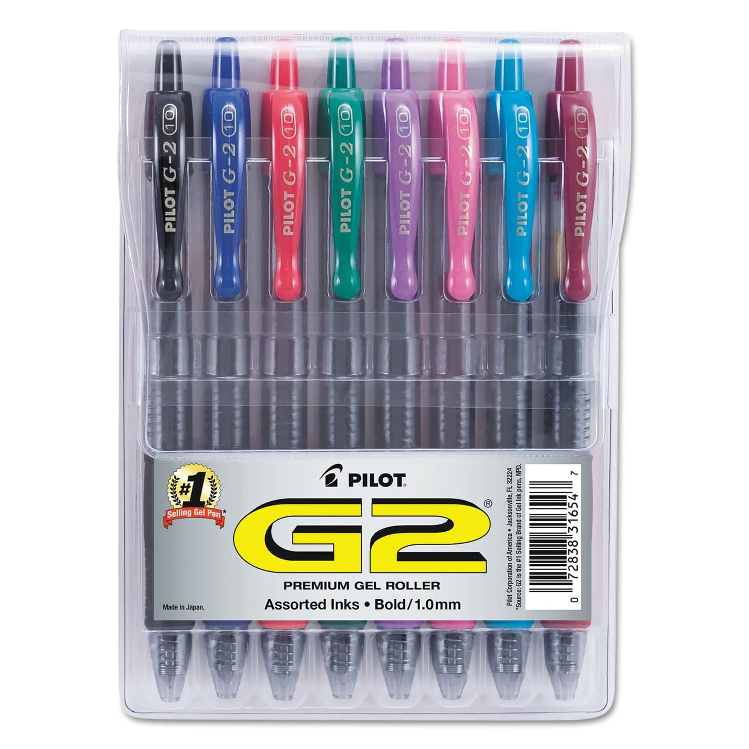G2 Premium Refillable and Retractable Rolling Ball Gel Pens, Bold Point, Assorted Color Inks, 8-Pack Pouch (31654)