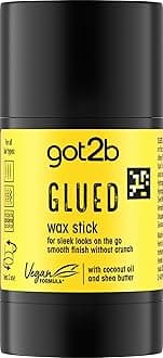 Glued Wax Stick 50g, Long-Lasting Styling Wax Stick, Clear Hair Wax Stick for Slick Looks On the Go, Non-Greasy Hair Pomade to Tame Flyaways, Strong Hold, Vegan Formula*