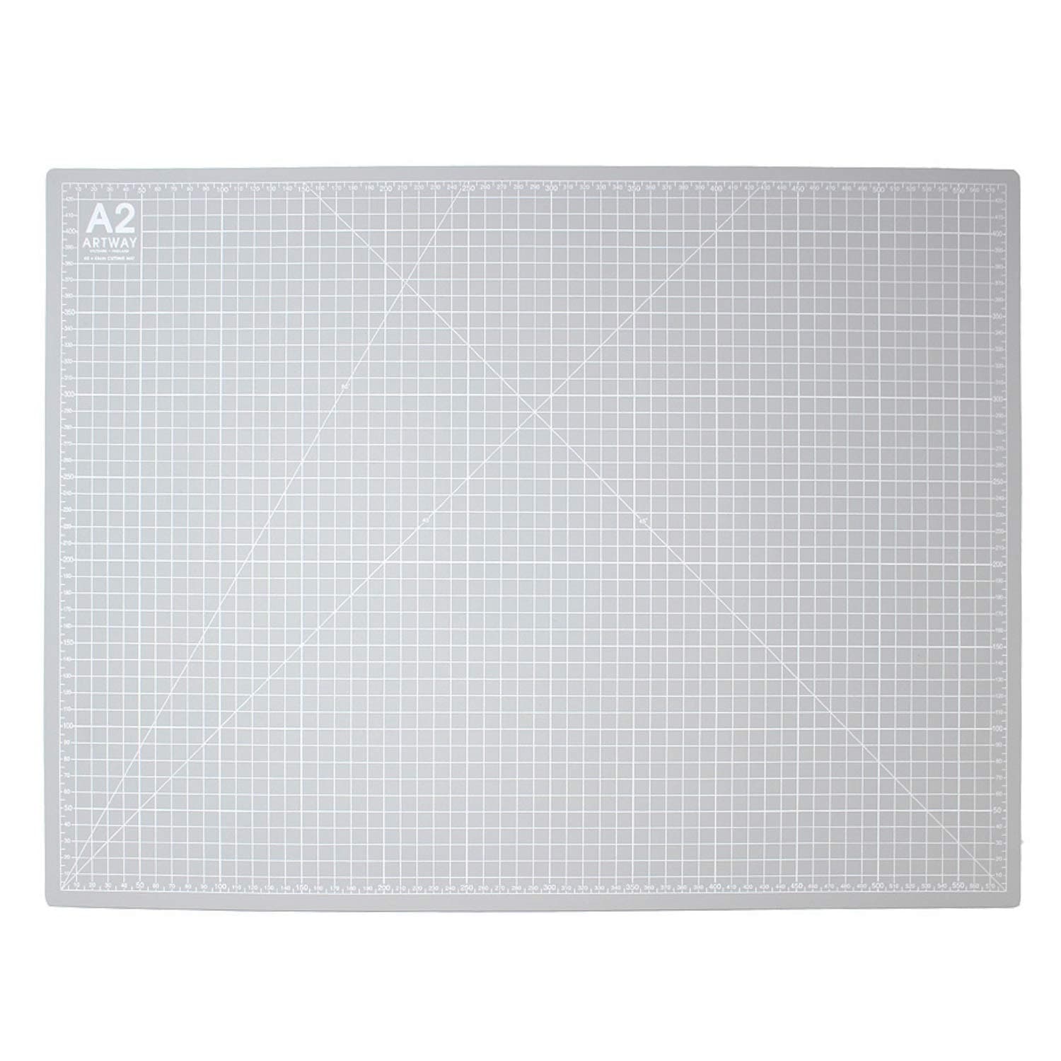Artway A2 Cutting Mat – Self Healing – Double Sided - Grid Markings in Centimetres/Inches, White,grey