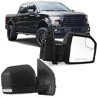 Right Passenger side Mirror with Power Glass, Outdoor Temperature Sensor,Turn Signal and Manual Folding Fits 2015-2020 Ford F150 Without Heated Replace JL3Z17682CA (8 Pins)