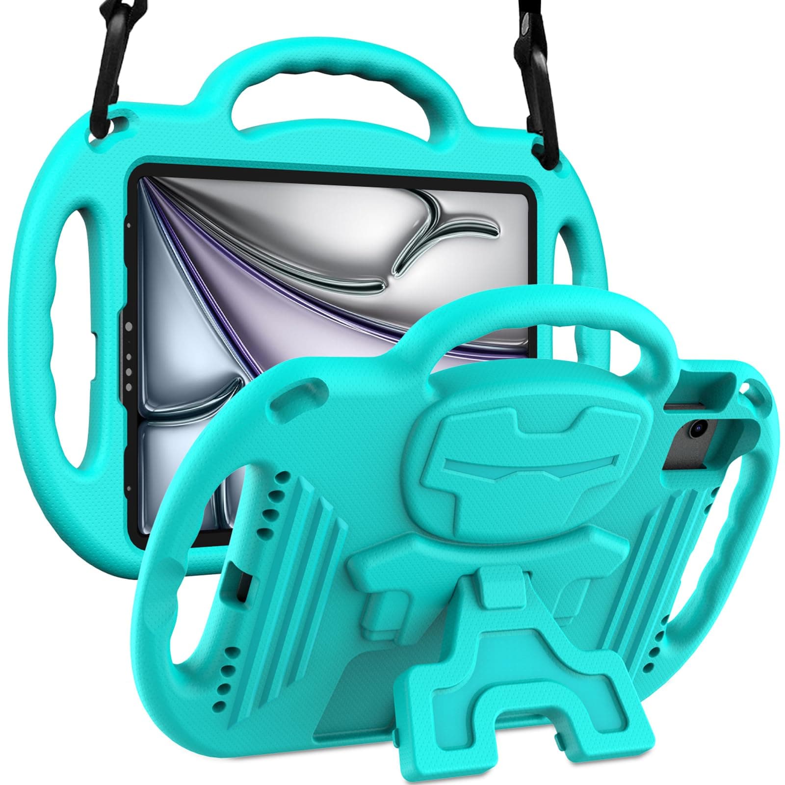 LTROP Case for iPad Air 5th/4th Generation Case (2022/2020), iPad Pro 11 Case 2021/2020/2018, Shoulder Strap, Shockproof Handle Stand Kids Case for iPad Air 5/4 10.9 Inch and iPad Pro 11”, Teal