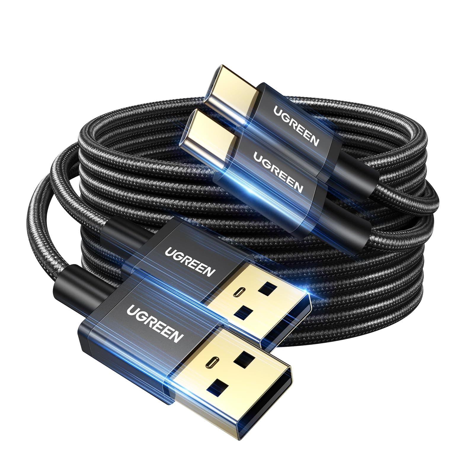 UGREEN Type C Cable, 2M 2Pack Fast Charging USB A to Type C Cable, Nylon Braided Charging USB-C Cord Compatible with iPhone 17/16/15 Series, Samsung, Huawei, Nintendo Switch, Xiaomi, Vivo, Oppo