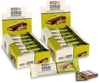 Dubai Chocolate Bar (Pack of 48) Kunafa Pistachio Bar- 27gr Total 1.43 pounds.-, Perfect for Gifting, Fresh Daily Production 48 Pieces Dubai Chocolate with Shredded Phyllo Dough Gift for Festival Celebration, Birthday, Family, Friends & Corporate Office 45 ounces