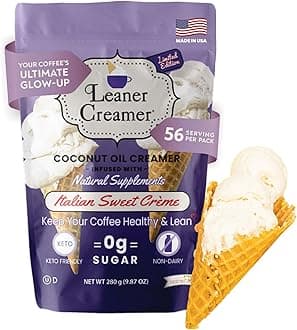 Leaner Creamer Coconut Creamer with Superfood Ingredients – Non-Dairy, Sugar-Free, Keto, Gluten-Free Powdered Coffee Creamer – Italian Sweet Creme – 280g