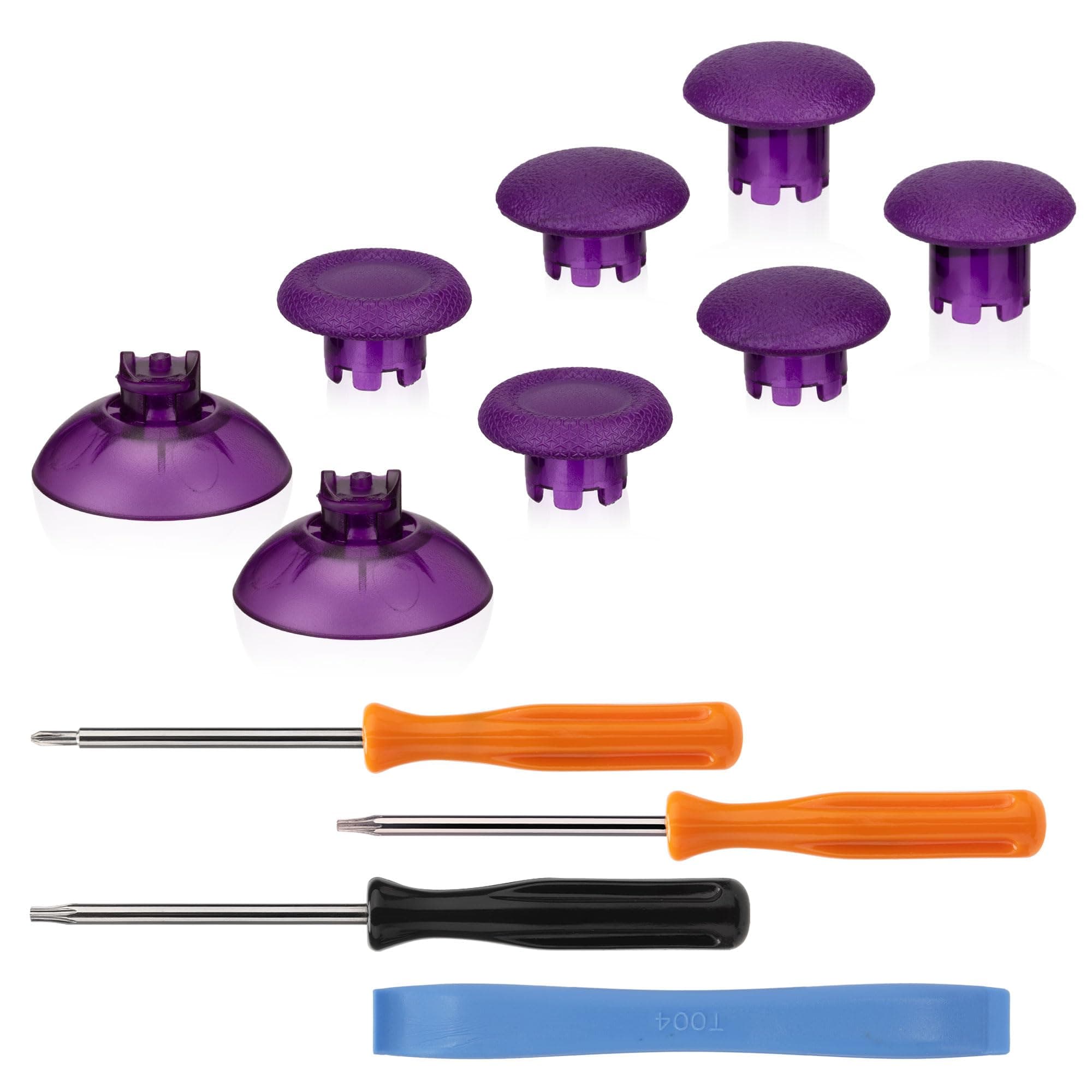 AverichtInterchangeable Replacement Thumbsticks for Xbox Series X/S and for PS4/PS5 Controller, 3 Height Domed Joysticks Repair Kit for Xbox One and for PS5 Edge Controller (Purple)