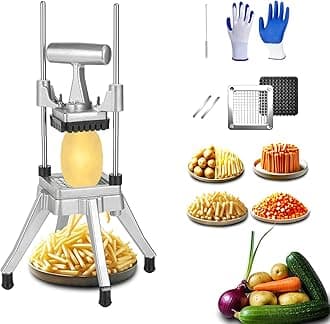 Commercial Vegetable Chopper & French Fry Cutter Stainless Steel,Vegetable Chopper Dicer Stainless Steel,1/4" Blades Sizes,Heavy Duty Cutter for Potatoes Onion Peppers Mushrooms