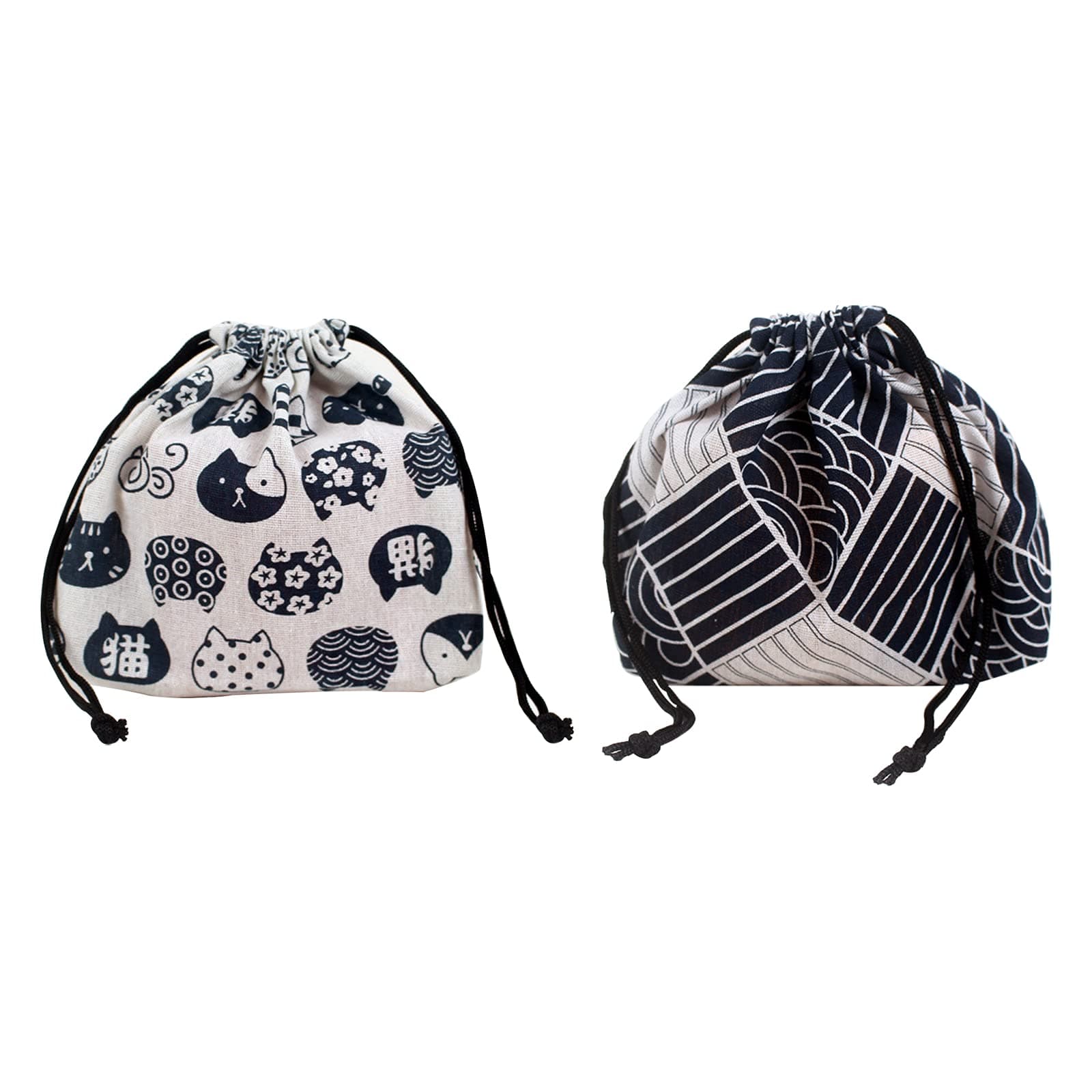 NA 2 Pcs Lunch Box Pouch with Drawstring Foldable Picnic Handbag Storage Handy Bags for Picnic, Work, School