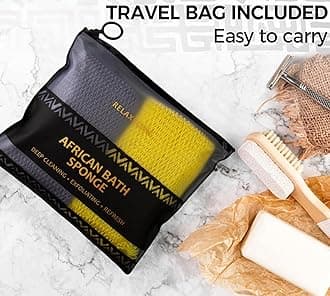 African Net Sponge Authentic - 2 Pieces Exfoliating Body Scrubber Bath Sponge York&Slate - Back Scrubber Washcloth for Shower - Real African Scrub Exfoliator Body Care Bathing Accessorie