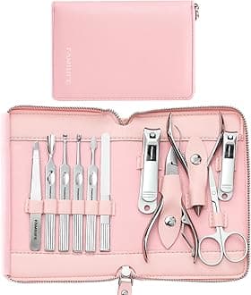 FAMILIFE Manicure Set Professional Manicure Kit Nail Kit - 11PCS Gifts for Her Nail Clippers for Women Stainless Steel Pedicure Sets Pink Leather Case