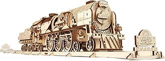 V-Express Steam Train With Tender Puzzles For Adults 3D Wooden Puzzle Model Kits for Adults and Teens 3D Puzzle Building Kit Wooden Model Kits
