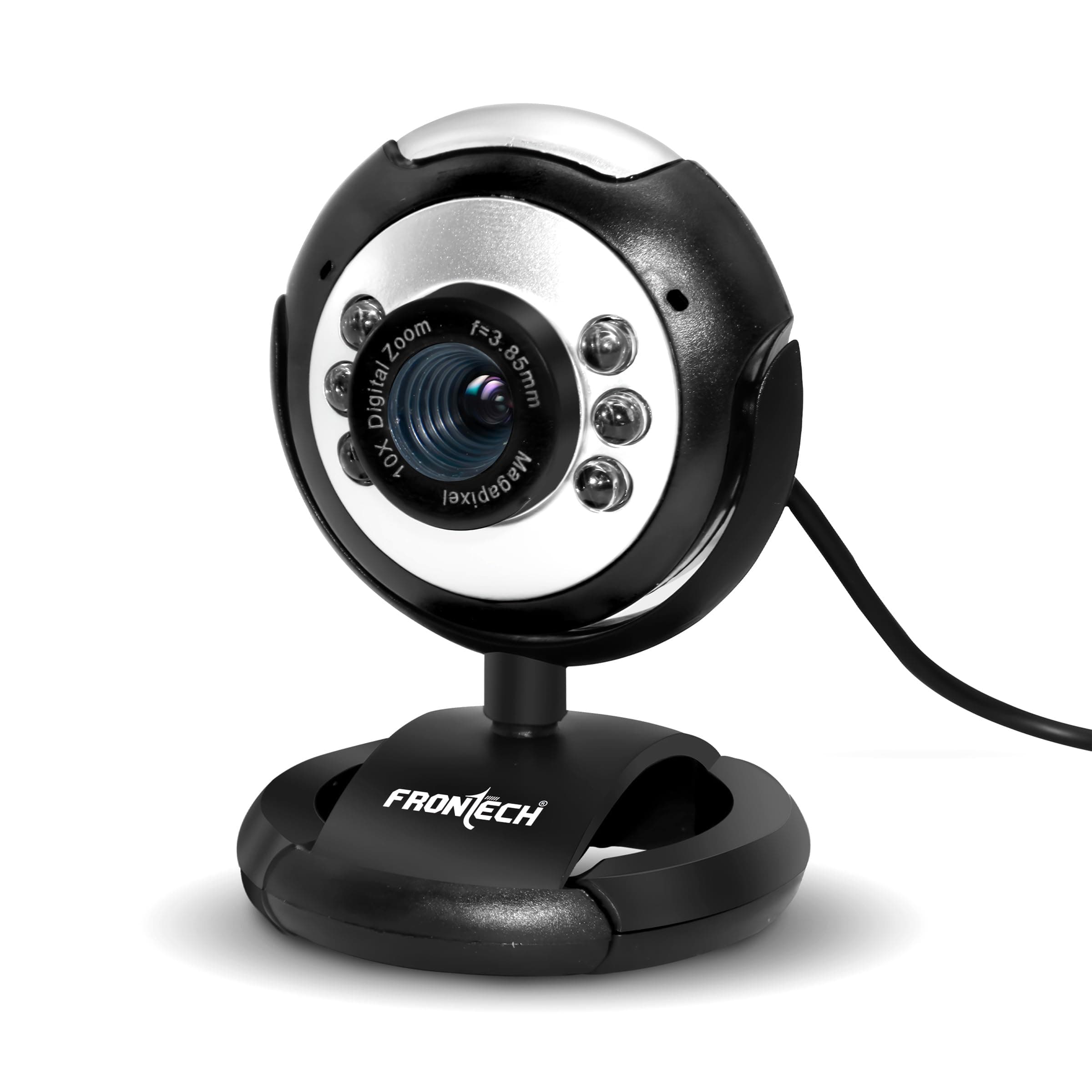 (Refurbished) FRONTECH Digital Webcam with Built-in Mic & LED Lights, 30 FPS, Plug and Play USB Interface, Auto White Balance, for Video Calling, Live Streaming, Online Classes, Laptop/PC/TV (2251, Black)