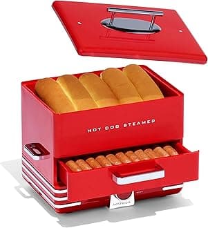 Nostalgia Extra Large Diner-Style Steamer 20 Hot Dogs and 6 Bun Capacity, Perfect for Breakfast Sausages, Brats, Vegetables, Fish