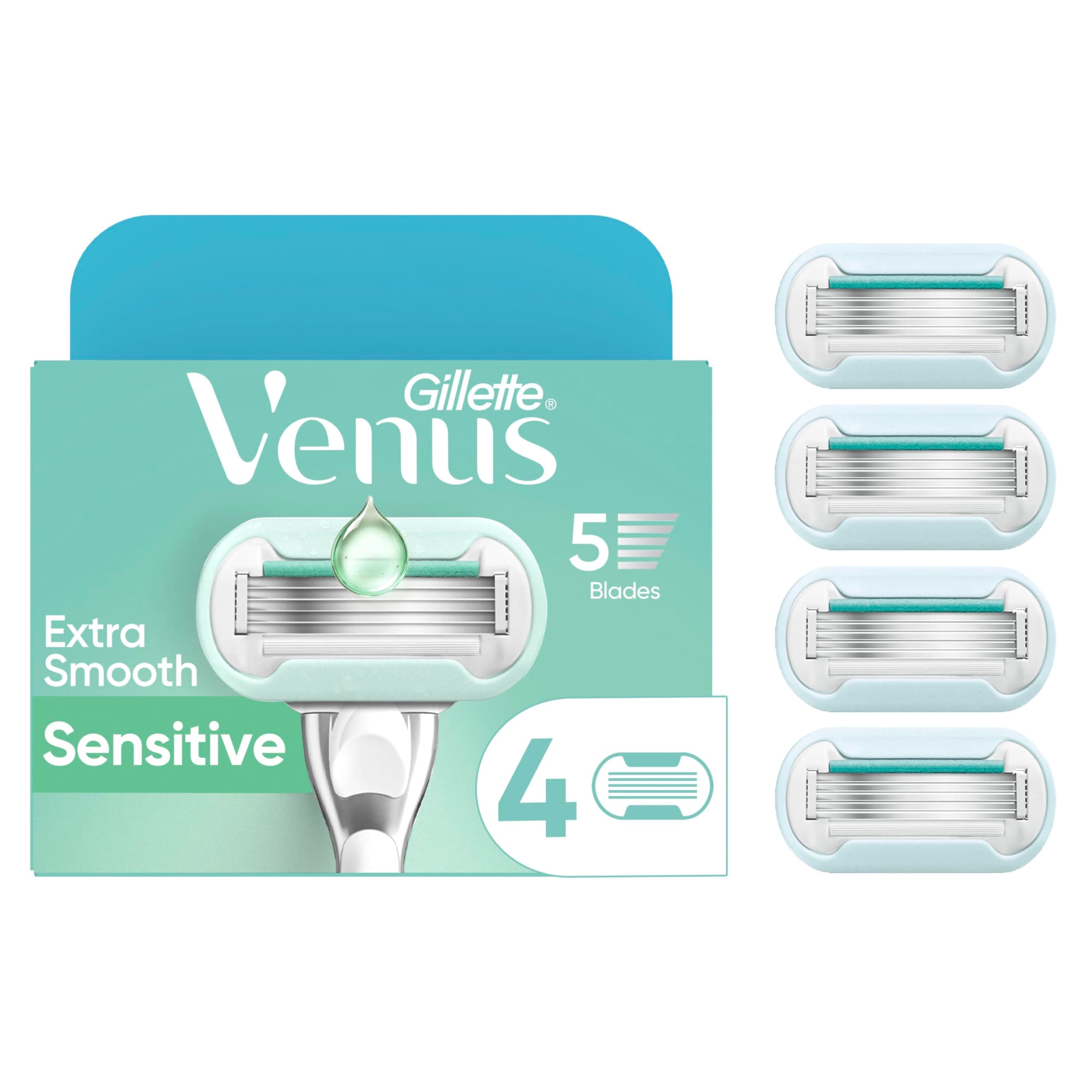 Venus Deluxe Smooth Sensitive Women's Razor Blade Refills, 4 Count, Holiday Gifts for Women