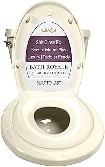 BATH ROYALE Potty Training Seat - Soft Close, Kingsport BR721-02, Elongated Almond/Bone, Adult/Child