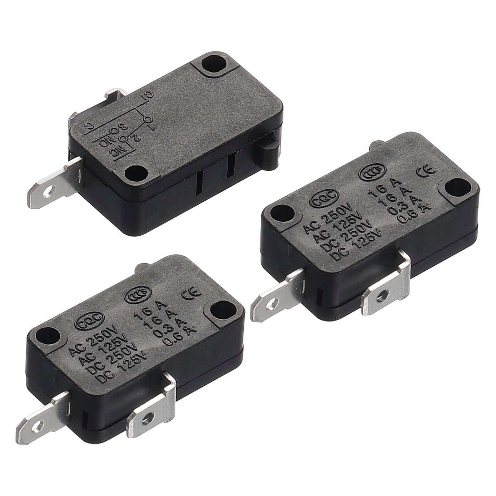 QUARKZMAN Microwave Oven Door Switch Oven Micro Switch Replacement Parts for Microwave Rice Cooker 2 Normally Closed Black Pack of 3