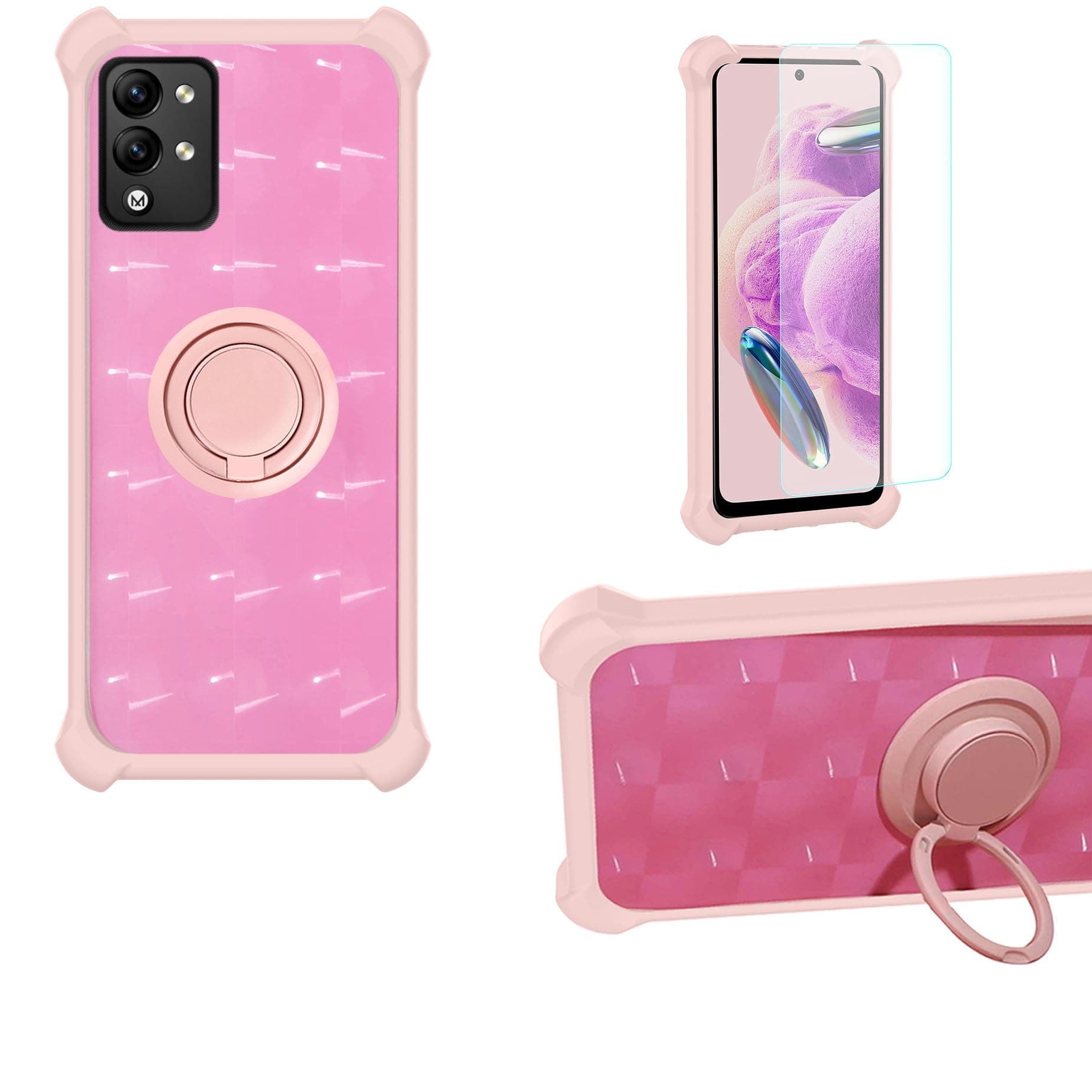 Case Compatible for Maxwest Astro A64 Phone Case Cover PC backplane + Silicone Soft Frame Cover [360 Metal Ring, Magnetic Car Mount] TZZH-Fen