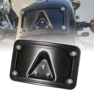 3148 Curved Laydown License Plate Mount with Frame Compatible with Harley Davidson 3 Hole Mount (Black)